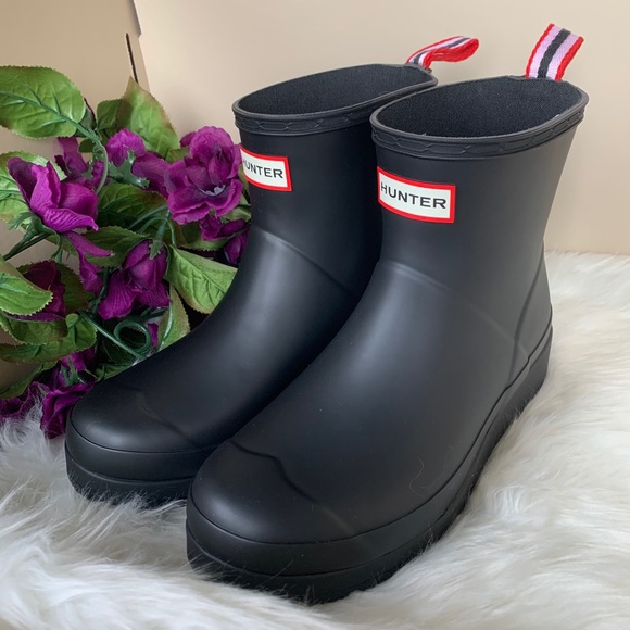 NIB Women’s Hunter Playboot Black Wedge Rainboot - Picture 2 of 6